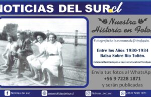 Entre los años 1930-1934, balsa sobre el rio Toltén