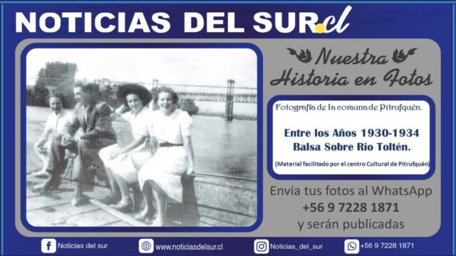 Entre los años 1930-1934, balsa sobre el rio Toltén