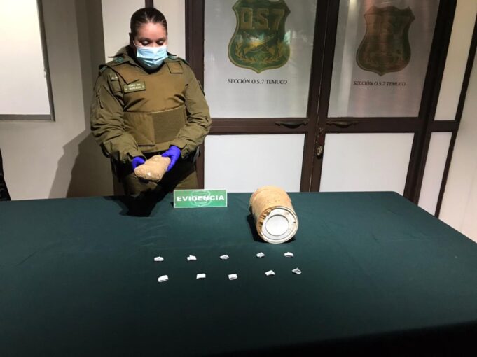 Decomisan $19 millones en pasta base de cocaína y marihuana en control carretero en Lautaro