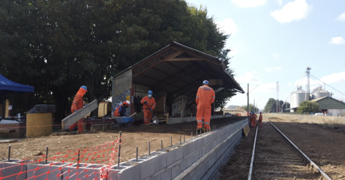 Un 70 % de Avance Registran Trabajos de Alzamiento de Andenes para el Servicio Ferroviario Victoria-Temuco