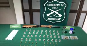 Incautan arma, munición y droga en control carretero en Perquenco