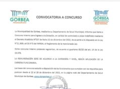 CONVOCATORIA A CONCURSO, MUNICIPALIDAD DE GORBEA