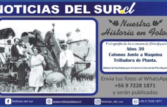 Años 30, Colonos Junto a Maquina Trilladora, Comuna de Pitrufquén