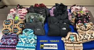 Más de 170 prensas de ropa de marca falsificada fueron incautadas en Temuco