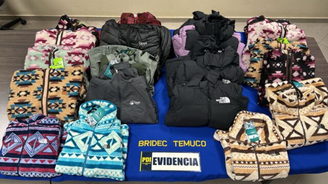 Más de 170 prensas de ropa de marca falsificada fueron incautadas en Temuco