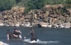 Carabineros rescata a niña de 12 años que era arrastrada por corriente del rio Cautín en Temuco