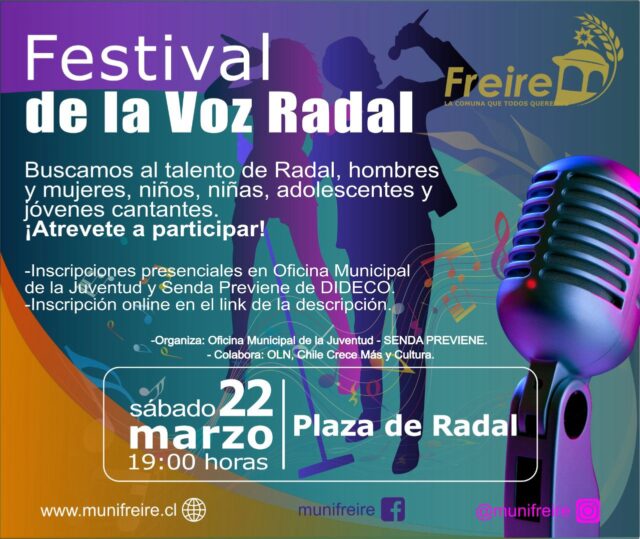 Radal se llenará de música con el gran festival de la voz este sábado 22 de marzo: inscripciones abiertas