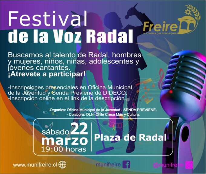 Radal se llenará de música con el gran festival de la voz este sábado 22 de marzo: inscripciones abiertas