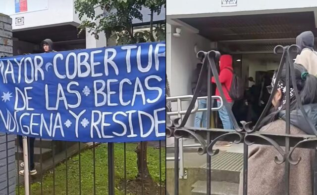 Estudiantes mapuche realizan toma en Seremi de Educación en Temuco exigiendo mejoras en becas y financiamiento