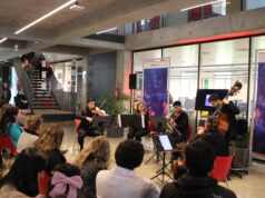Quinteto de cuerdas de la Orquesta Filarmónica de Temuco ofreció concierto en el marco del día de la música chilena en INACAP