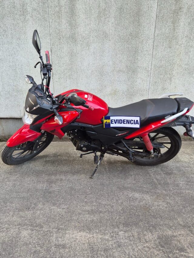 En sector Amanecer: PDI recupera motocicleta avaluada en un millón 200 mil pesos