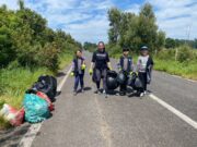 Estudiantes de Pitrufquén participan en plogging por el medio ambiente en el sector Chanco Poniente