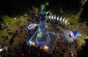 Cientos de personas dieron vida al mágico encendido del árbol navideño en plaza Balmaceda de Victoria