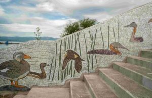 Cuando la pared se vuelve paisaje: Inauguran mural en mosaico sobre la flora y fauna del Mallolafken en Villarrica