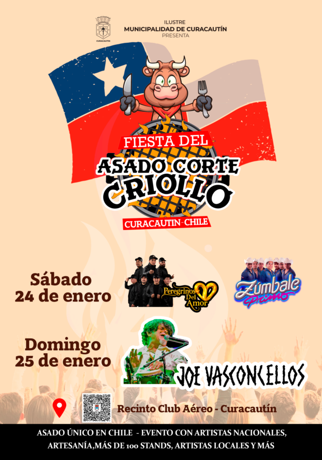 Verano en la Araucanía andina: Joe Vasconcellos, Zúmbale Primo y Los Peregrinos del Amor serán los encargados de hacer bailar a la “Fiesta del asado corte criollo” 2026