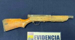 Encuentran escopeta hechiza al interior de una faena forestal en Los Sauces