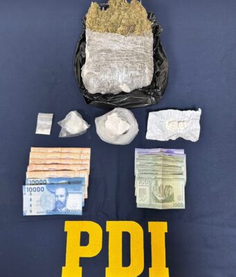 Detienen a pareja dedicad al microtráfico en Licán Ray: PDI incauta cocaína, cannabis y dinero en efectivo