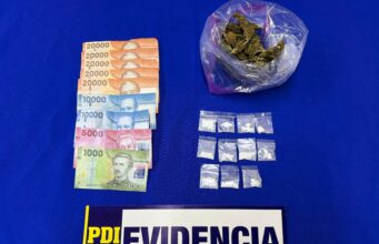 Pareja detenida con más de 180 dosis de droga tras operativo policial en Freire y Pitrufquén