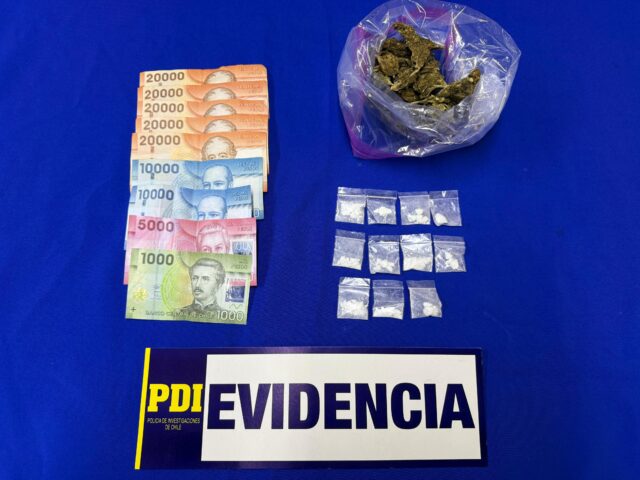 Pareja detenida con más de 180 dosis de droga tras operativo policial en Freire y Pitrufquén