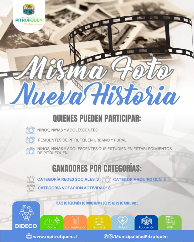 Oficina de la Niñez de la Municipalidad de Pitrufquén lanza concurso fotográfico «Misma foto, nueva historia», por el mes de la familia