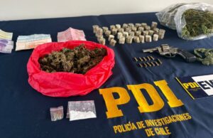 Clan familiar de Villarrica es detenido por microtráfico y tenencia de armas