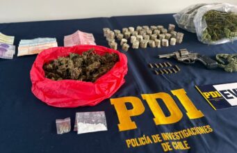 Clan familiar de Villarrica es detenido por microtráfico y tenencia de armas