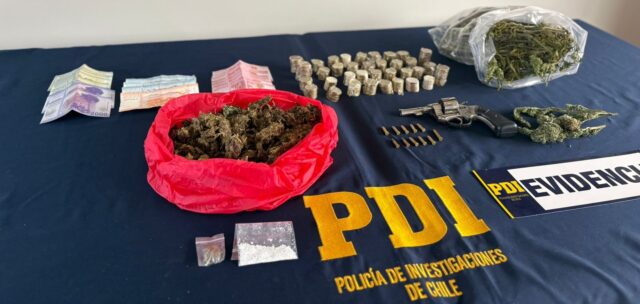 Clan familiar de Villarrica es detenido por microtráfico y tenencia de armas