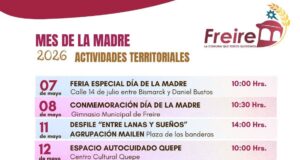 Ya está disponible el calendario de actividades del Mes de la Madre en Freire