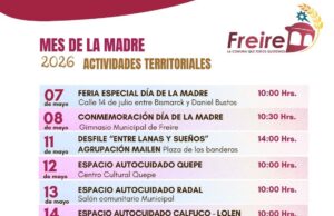 Ya está disponible el calendario de actividades del Mes de la Madre en Freire