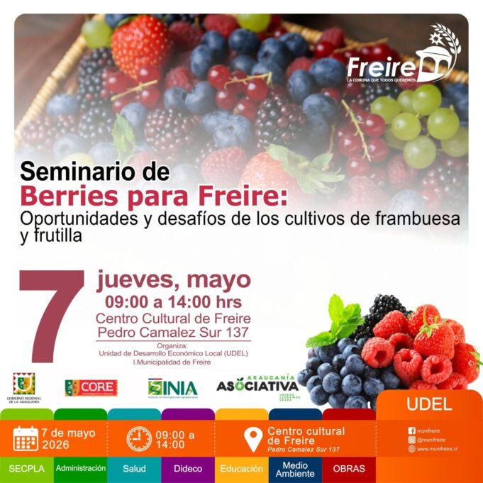 Productores de berries de Freire serán parte de seminario estratégico orientado al desarrollo del rubro hacia 2027