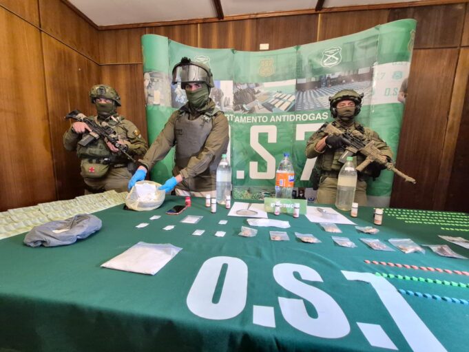 La «cocina» de la ketamina desbaratada en Temuco: tres detenidos y millonario decomiso