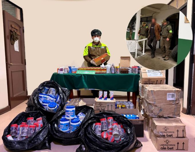Golpe al contrabando en Curarrehue: Carabineros detiene a dos sujetos e incauta millonario cargamento veterinario