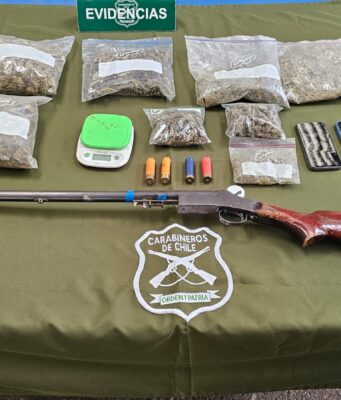 700 gramos de cannabis y un arma fuera de registro: así fue el operativo que terminó con un detenido en Collipulli