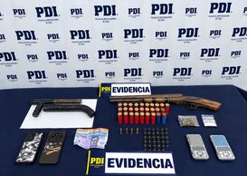 Detienen a una persona e incautan drogas, armas de fuego y 60 cartuchos en la comuna de Lumaco