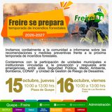 Freire refuerza la prevención ante la temporada de incendios forestales y convoca a la comunidad a informarse sobre medidas de seguridad